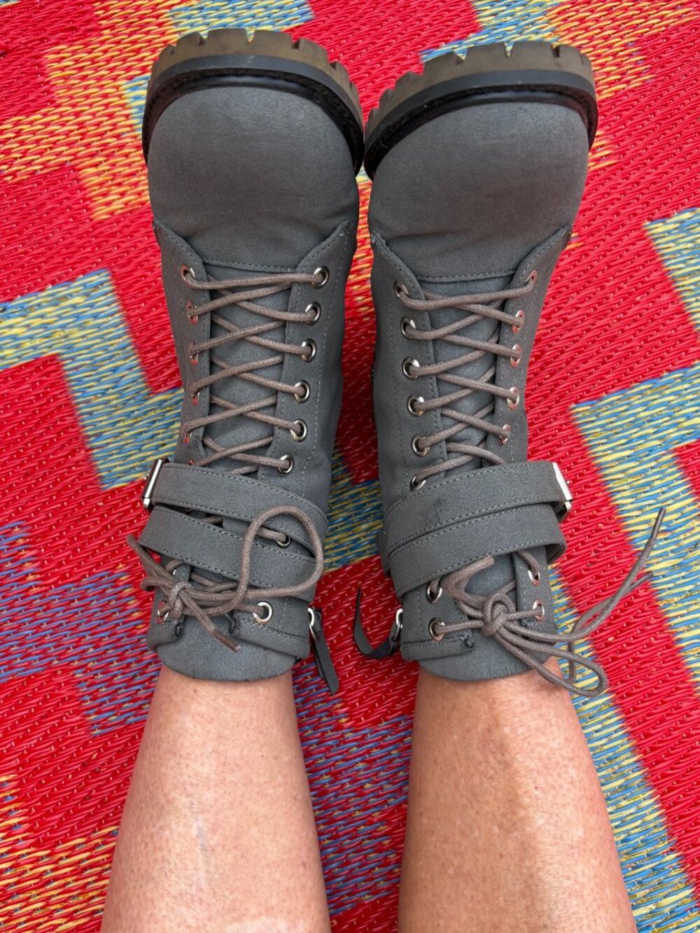 Maison BE&D London Gray Hidden Wedge Combat Boots | Women's Size 7, Like New - Picture 12 of 12
